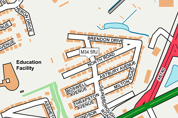 M34 5RJ map - OS OpenMap – Local (Ordnance Survey)