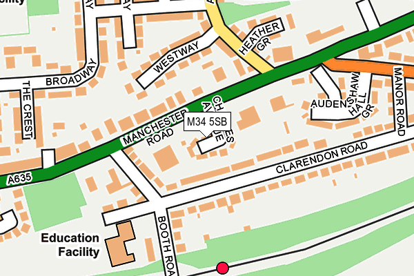 M34 5SB map - OS OpenMap – Local (Ordnance Survey)