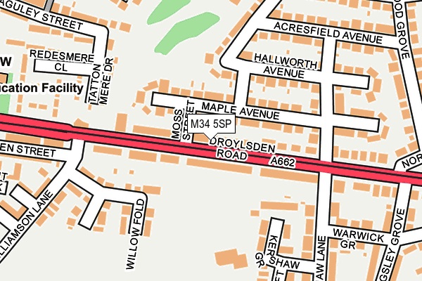 M34 5SP map - OS OpenMap – Local (Ordnance Survey)