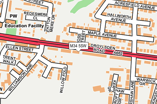 M34 5SW map - OS OpenMap – Local (Ordnance Survey)