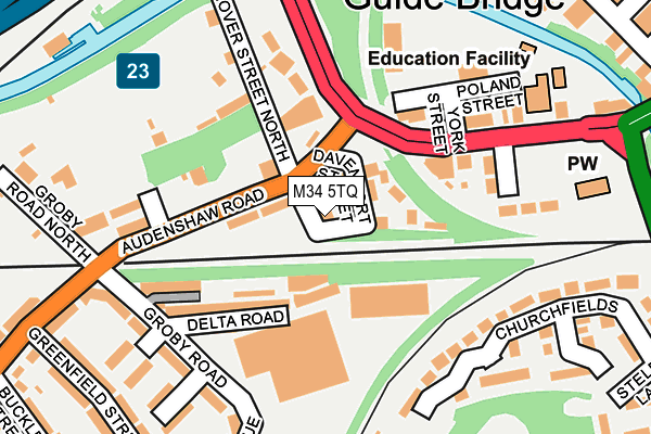 M34 5TQ map - OS OpenMap – Local (Ordnance Survey)