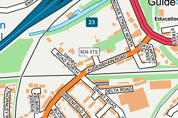 M34 5TS map - OS OpenMap – Local (Ordnance Survey)