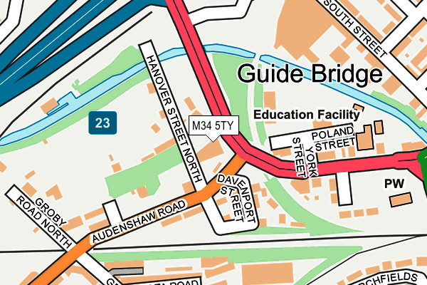 M34 5TY map - OS OpenMap – Local (Ordnance Survey)