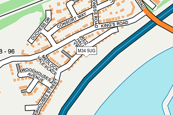 M34 5UG map - OS OpenMap – Local (Ordnance Survey)