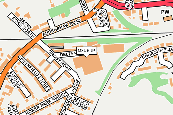M34 5UP map - OS OpenMap – Local (Ordnance Survey)