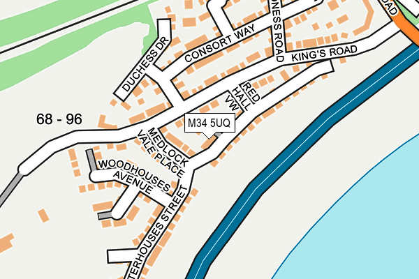 M34 5UQ map - OS OpenMap – Local (Ordnance Survey)