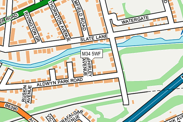 M34 5WF map - OS OpenMap – Local (Ordnance Survey)