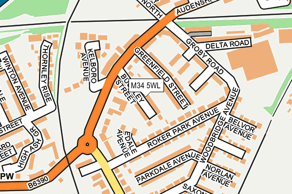 M34 5WL map - OS OpenMap – Local (Ordnance Survey)