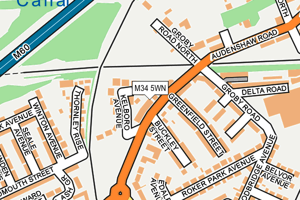 M34 5WN map - OS OpenMap – Local (Ordnance Survey)