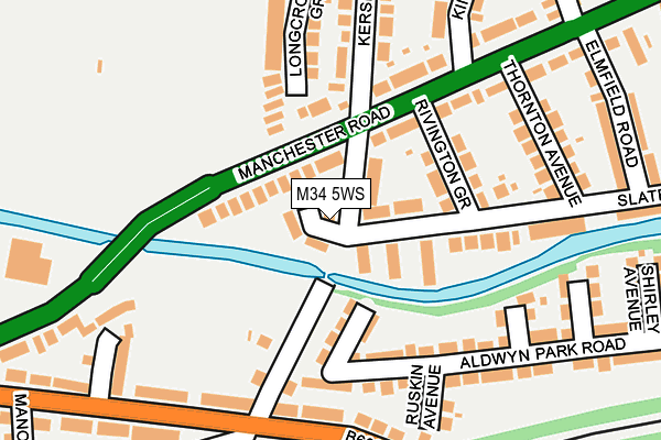 M34 5WS map - OS OpenMap – Local (Ordnance Survey)