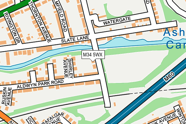 M34 5WX map - OS OpenMap – Local (Ordnance Survey)