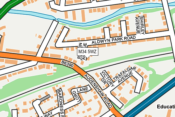 M34 5WZ map - OS OpenMap – Local (Ordnance Survey)