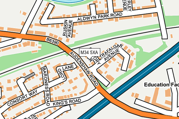 M34 5XA map - OS OpenMap – Local (Ordnance Survey)