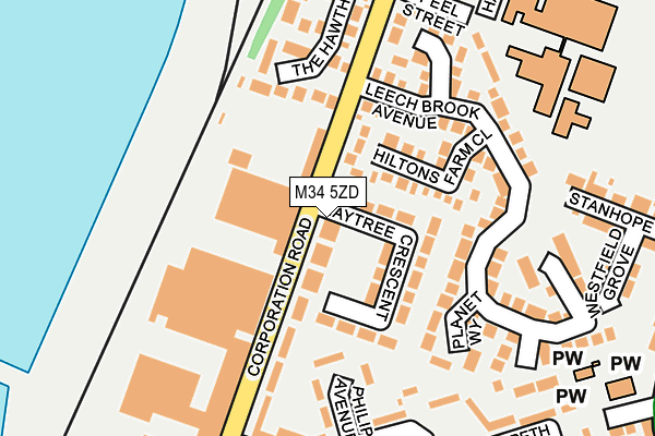M34 5ZD map - OS OpenMap – Local (Ordnance Survey)