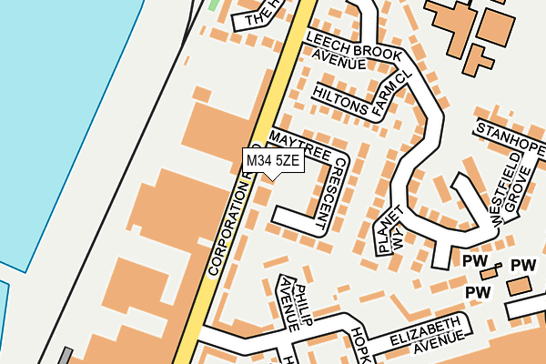 M34 5ZE map - OS OpenMap – Local (Ordnance Survey)