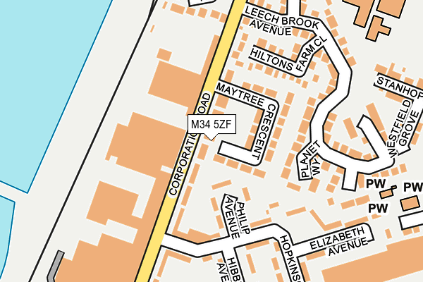M34 5ZF map - OS OpenMap – Local (Ordnance Survey)