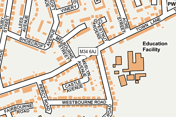 M34 6AJ map - OS OpenMap – Local (Ordnance Survey)