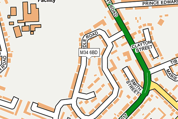M34 6BD map - OS OpenMap – Local (Ordnance Survey)