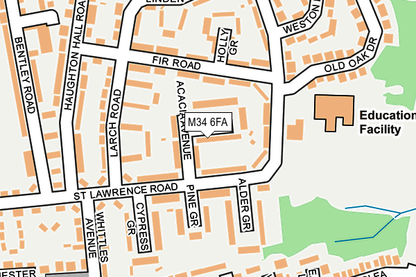 M34 6FA map - OS OpenMap – Local (Ordnance Survey)