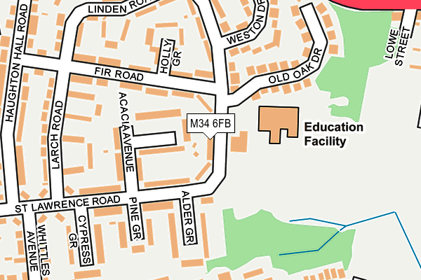 M34 6FB map - OS OpenMap – Local (Ordnance Survey)
