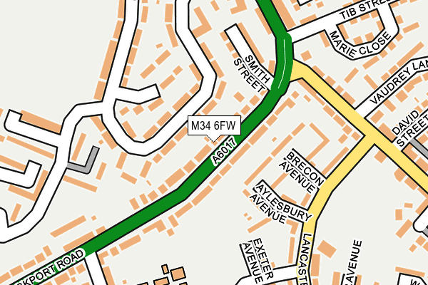 M34 6FW map - OS OpenMap – Local (Ordnance Survey)