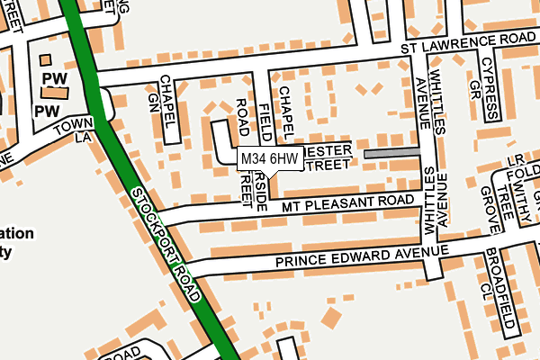 M34 6HW map - OS OpenMap – Local (Ordnance Survey)