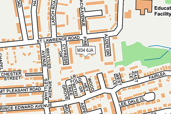 M34 6JA map - OS OpenMap – Local (Ordnance Survey)