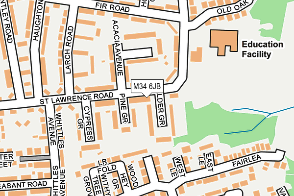 M34 6JB map - OS OpenMap – Local (Ordnance Survey)