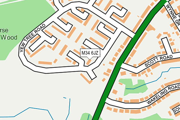 M34 6JZ map - OS OpenMap – Local (Ordnance Survey)