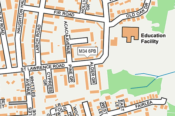 M34 6PB map - OS OpenMap – Local (Ordnance Survey)