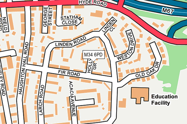 M34 6PD map - OS OpenMap – Local (Ordnance Survey)