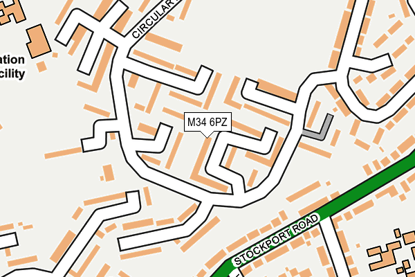 M34 6PZ map - OS OpenMap – Local (Ordnance Survey)