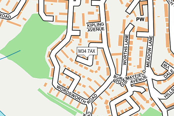 M34 7AX map - OS OpenMap – Local (Ordnance Survey)