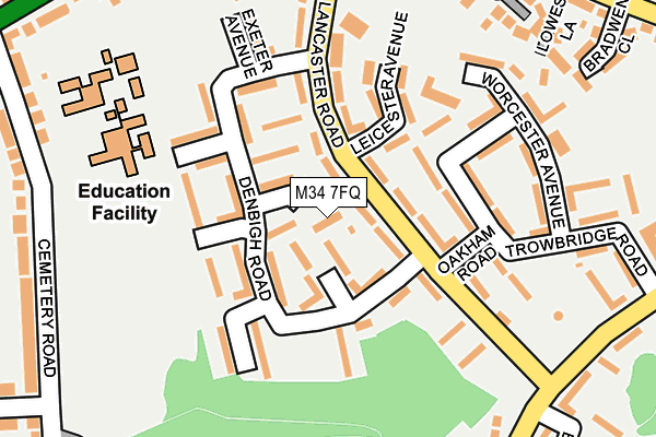 M34 7FQ map - OS OpenMap – Local (Ordnance Survey)