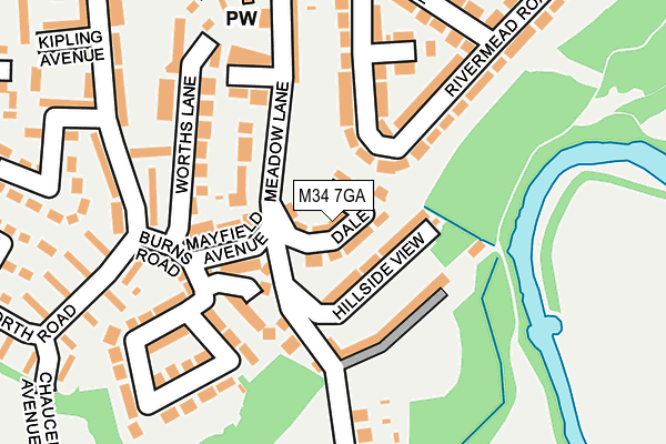 M34 7GA map - OS OpenMap – Local (Ordnance Survey)