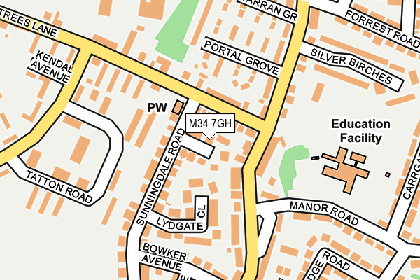M34 7GH map - OS OpenMap – Local (Ordnance Survey)