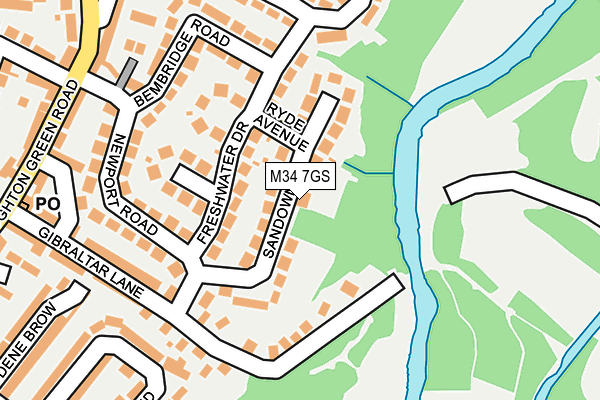 M34 7GS map - OS OpenMap – Local (Ordnance Survey)