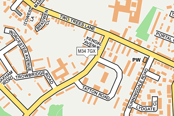 M34 7GX map - OS OpenMap – Local (Ordnance Survey)