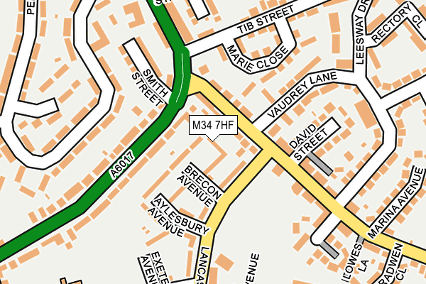 M34 7HF map - OS OpenMap – Local (Ordnance Survey)
