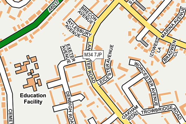 M34 7JP map - OS OpenMap – Local (Ordnance Survey)