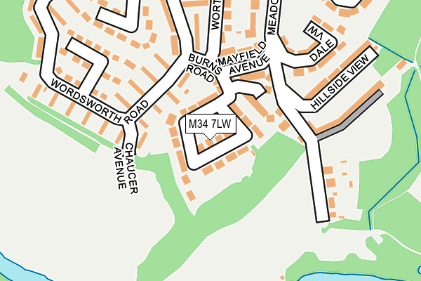 M34 7LW map - OS OpenMap – Local (Ordnance Survey)