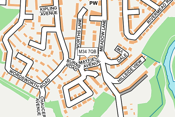 M34 7QB map - OS OpenMap – Local (Ordnance Survey)