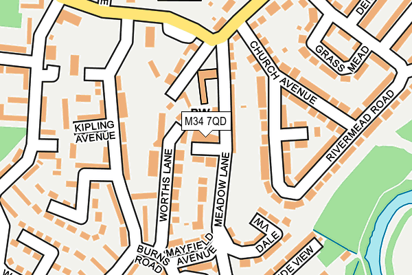 M34 7QD map - OS OpenMap – Local (Ordnance Survey)