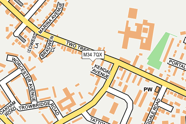 M34 7QX map - OS OpenMap – Local (Ordnance Survey)