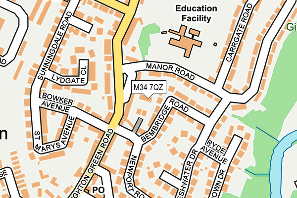 M34 7QZ map - OS OpenMap – Local (Ordnance Survey)