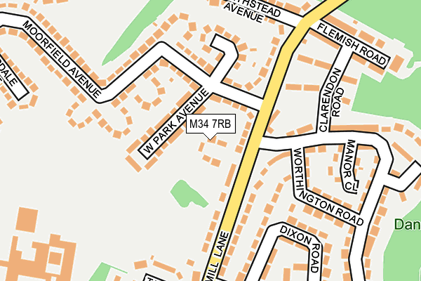 M34 7RB map - OS OpenMap – Local (Ordnance Survey)