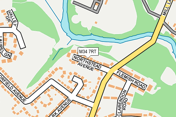 M34 7RT map - OS OpenMap – Local (Ordnance Survey)