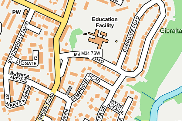 M34 7SW map - OS OpenMap – Local (Ordnance Survey)