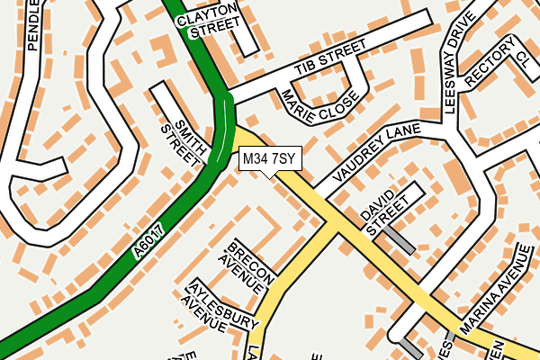 M34 7SY map - OS OpenMap – Local (Ordnance Survey)