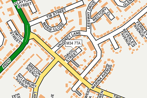 M34 7TA map - OS OpenMap – Local (Ordnance Survey)